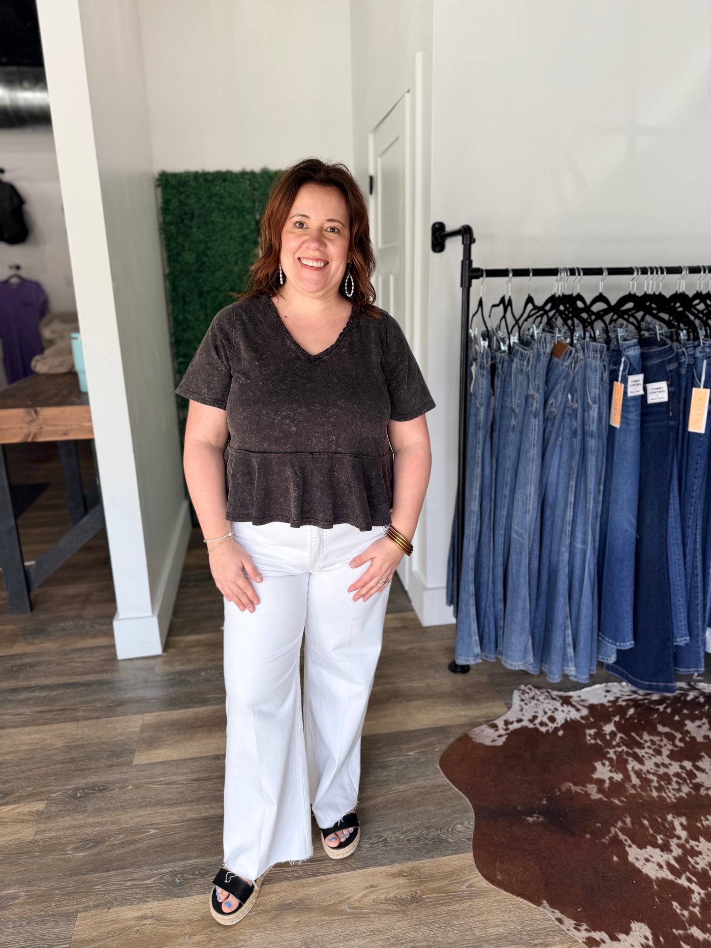 Lace Trim Babydoll Top