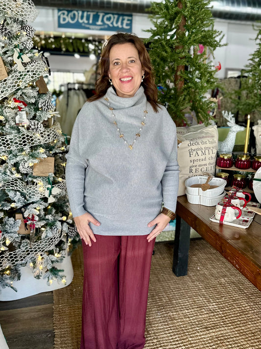 Viscose Dolman Sleeve Mock Neck Sweater