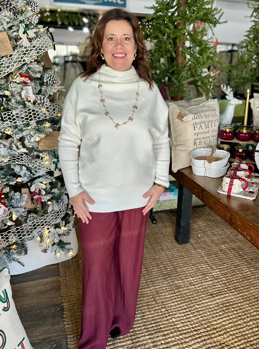 Viscose Dolman Sleeve Mock Neck Sweater