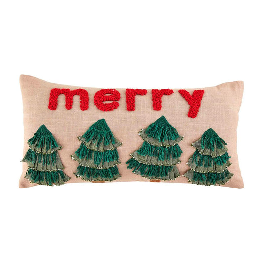 Merry Fringe Applique Pillow