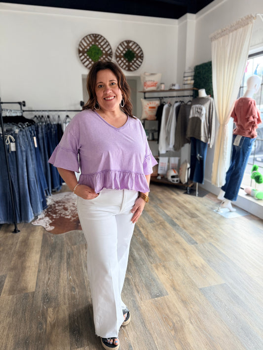 Mineral Washed Babydoll Top