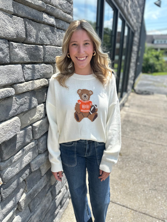 bear sweater orange and white team spirit