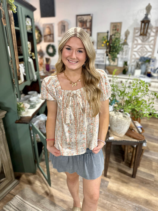 Floral Puff Sleeve Blouse