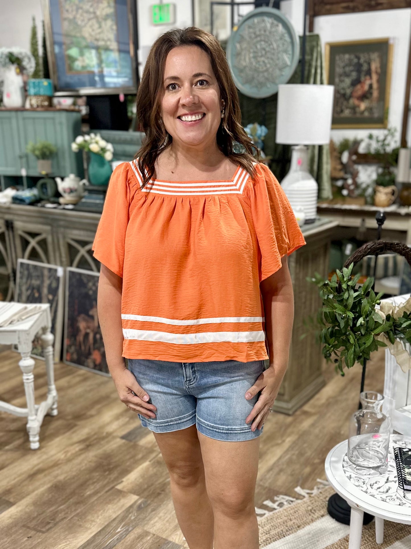 Orange and White Vols Game day Top Blouse 