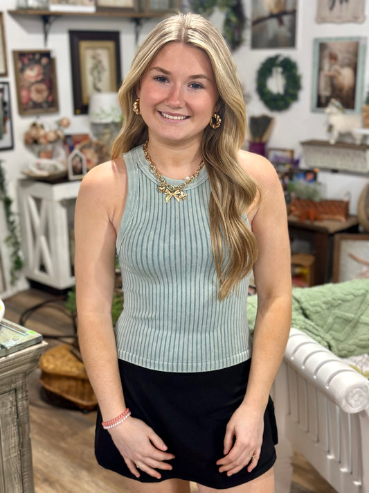 Ribbed Washed Seamless Tank Top