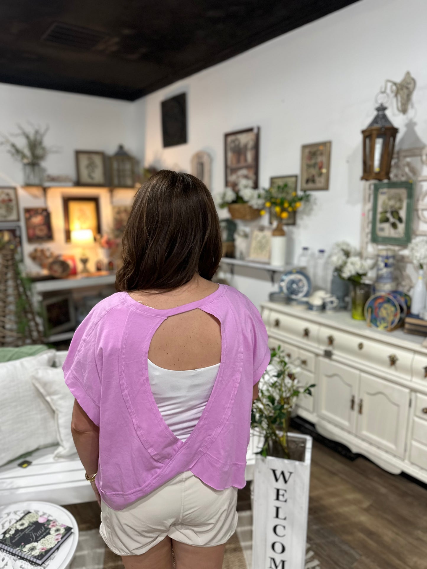 Cotton Slub Open Back Top