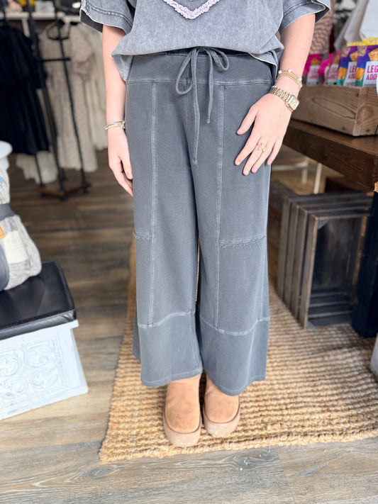 Exposed Seam Acid Washed Pants