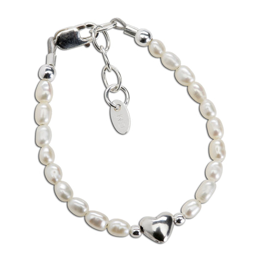 Sterling Silver Pearl Heart Children's Bracelet