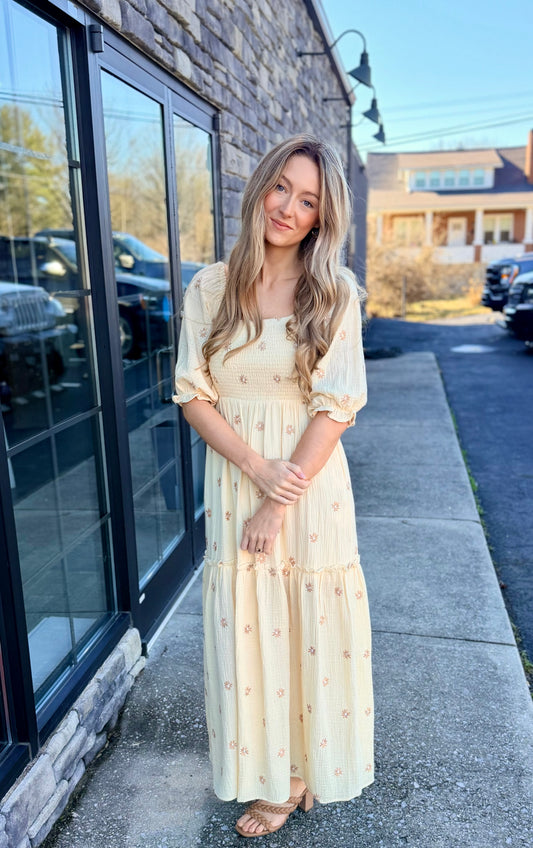 Flower Embroidered Maxi Dress