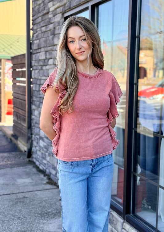 Mineral Ruffle Sleeve Top