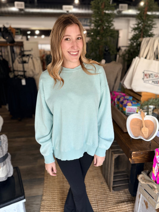 Acid Washed Oversized Fleece Pullover