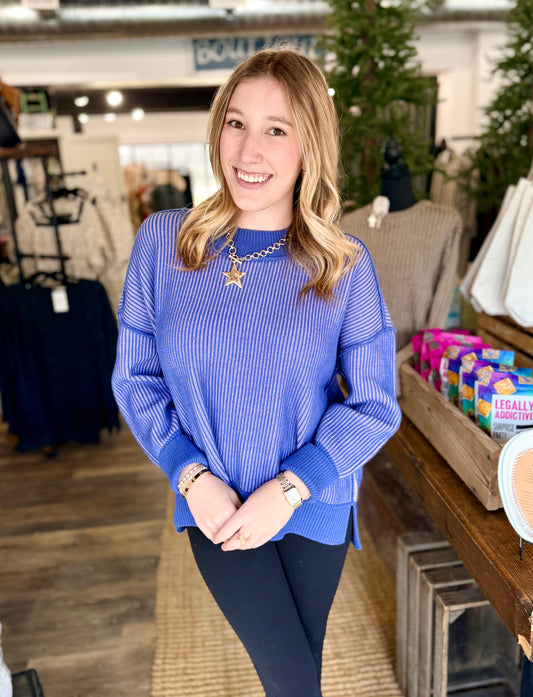 Exposed Seam Two Tone Sweater