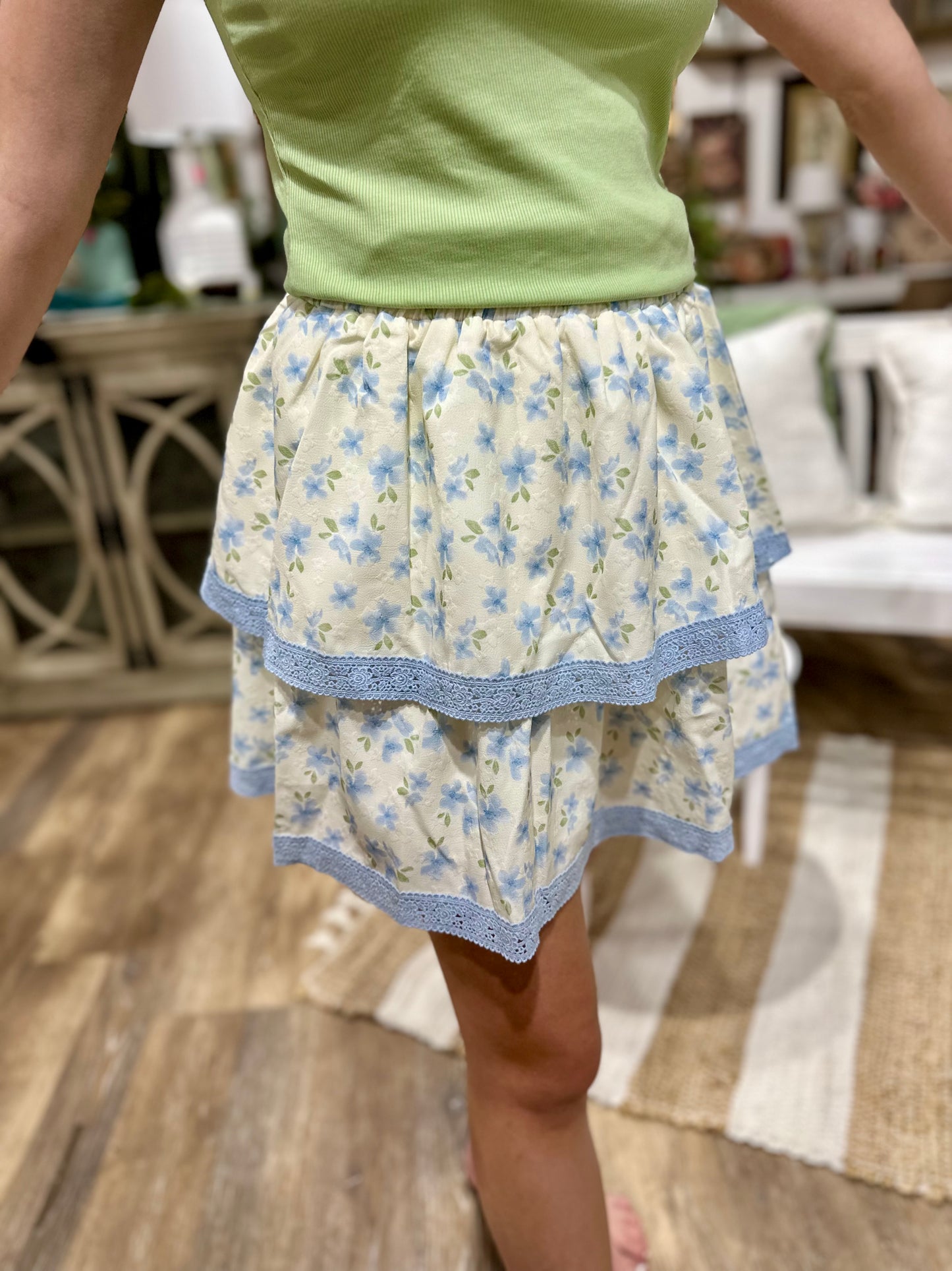 Floral Layered Mini Skirt