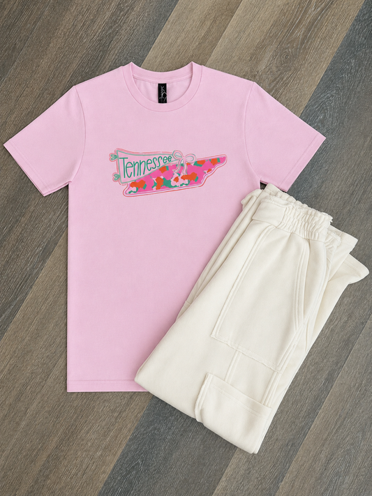 State of TN graphic tee with colorful flowers