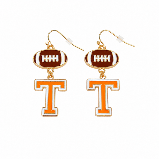 Football Power T Dangle Earrings