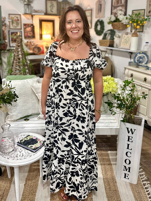 Black and White Midi Dress