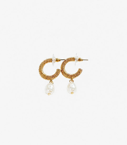 Pearl Dangle Hoop Earring