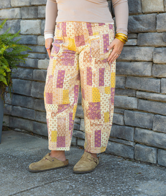 Pristine Patchwork Barrel Pants