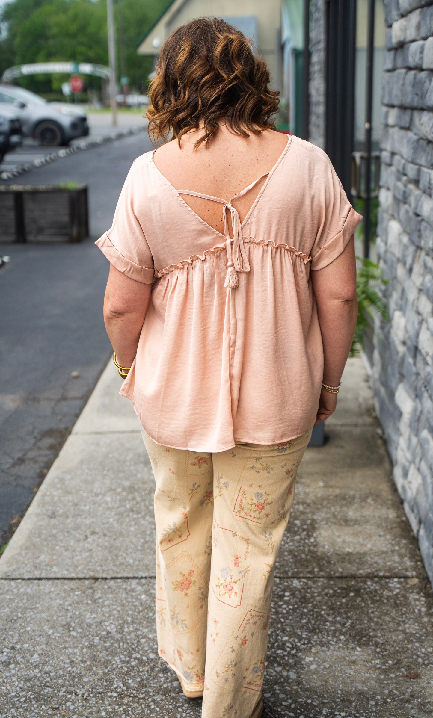 Pin Tuck Detail Babydoll Blouse