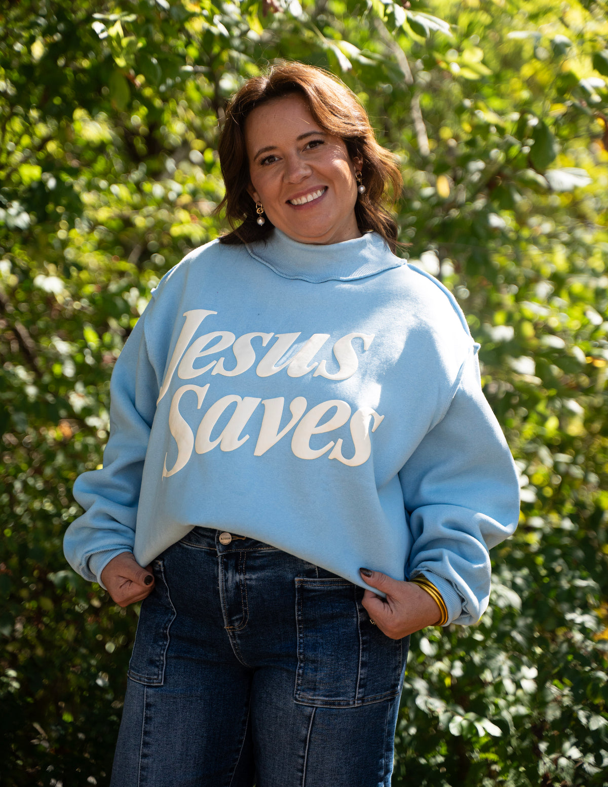 Jesus Saves Mock Neck