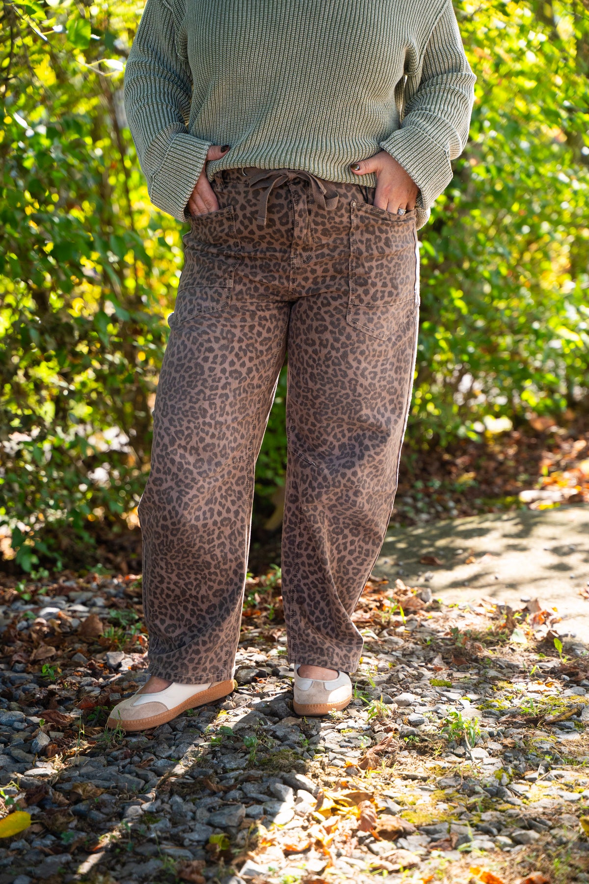 Leopard Barrel Crop Jeans