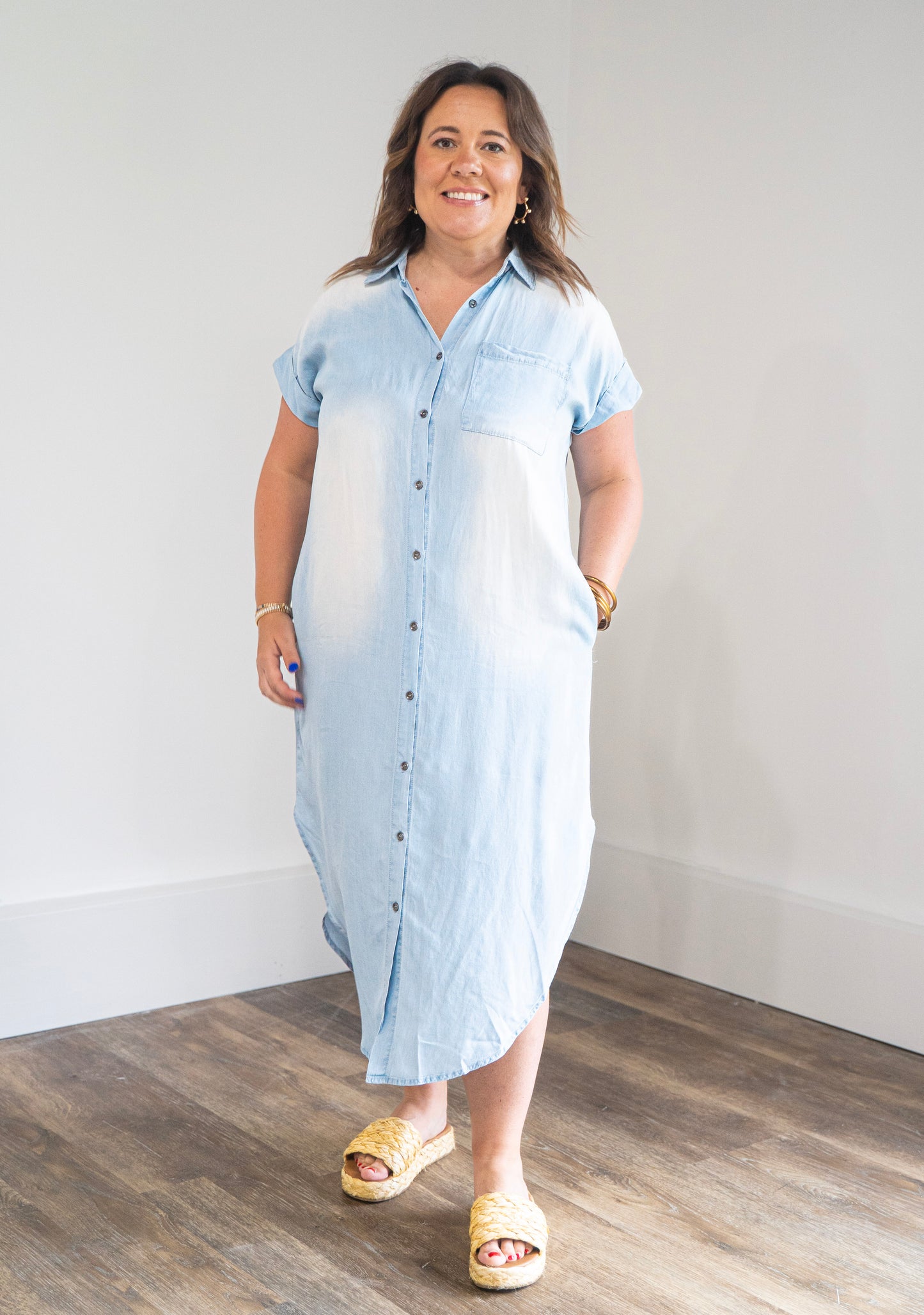 Dolman Denim Midi Dress
