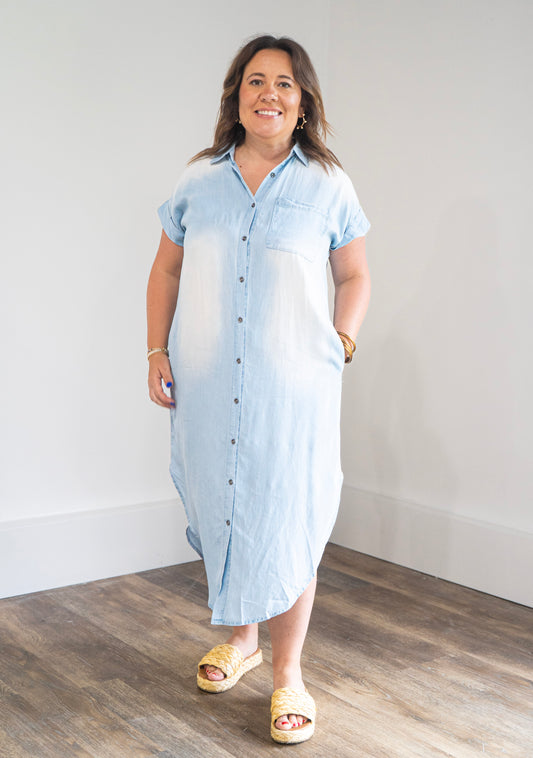 Dolman Denim Midi Dress