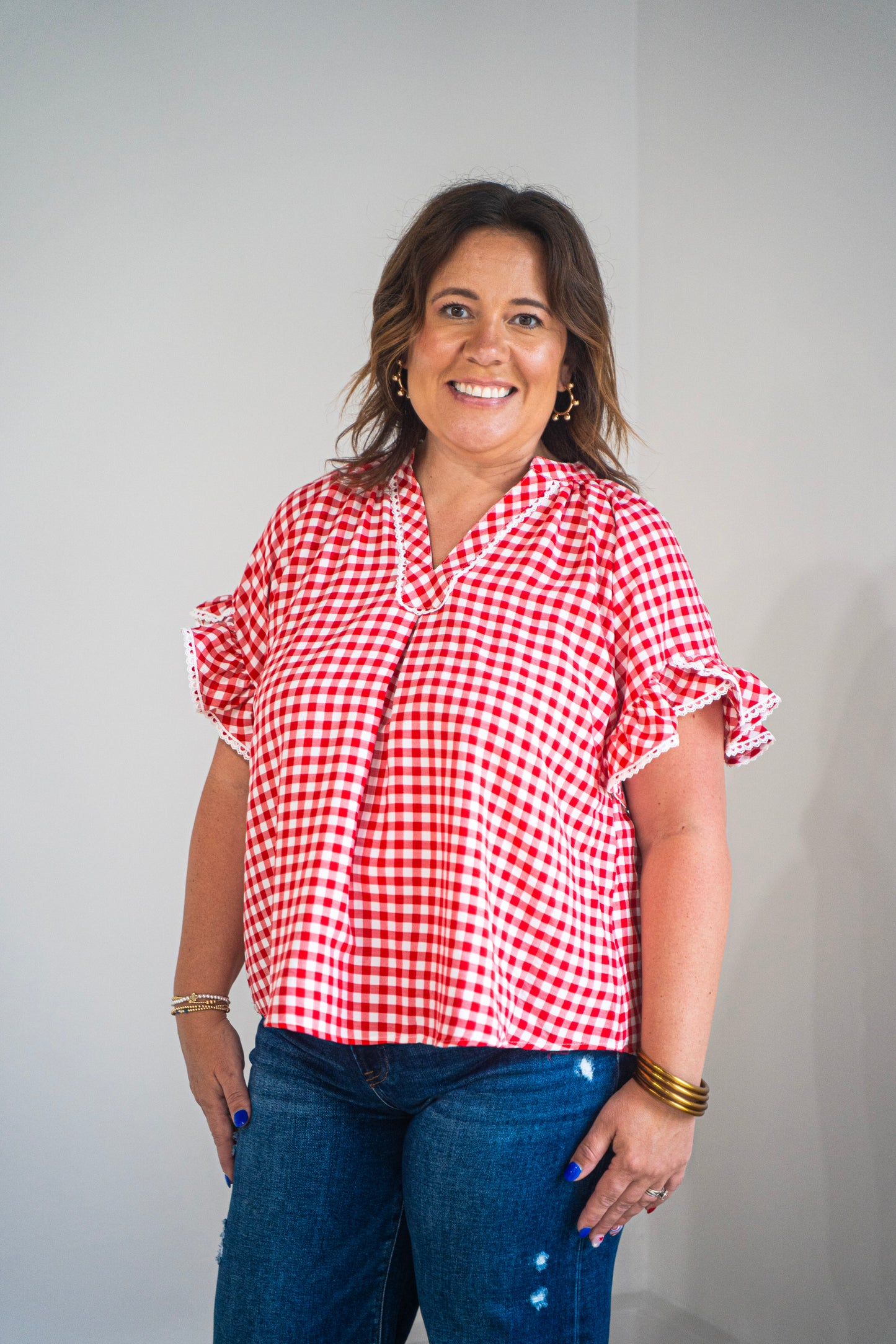 Cherry Picnic Ruffle Top