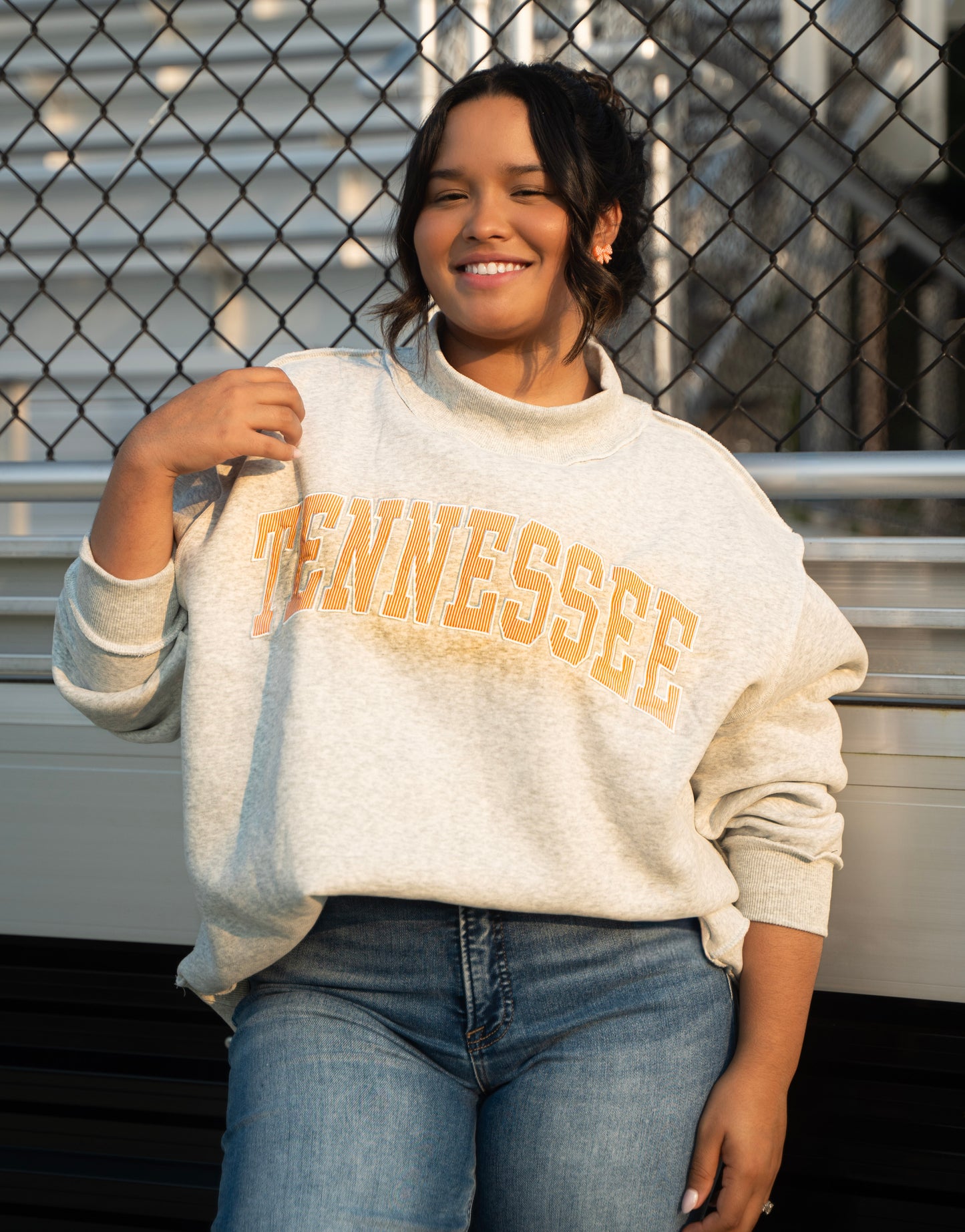 Tennessee Seersucker Mock Neck