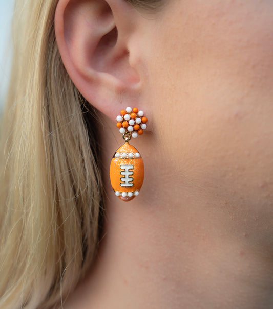 Enamel Football Earrings