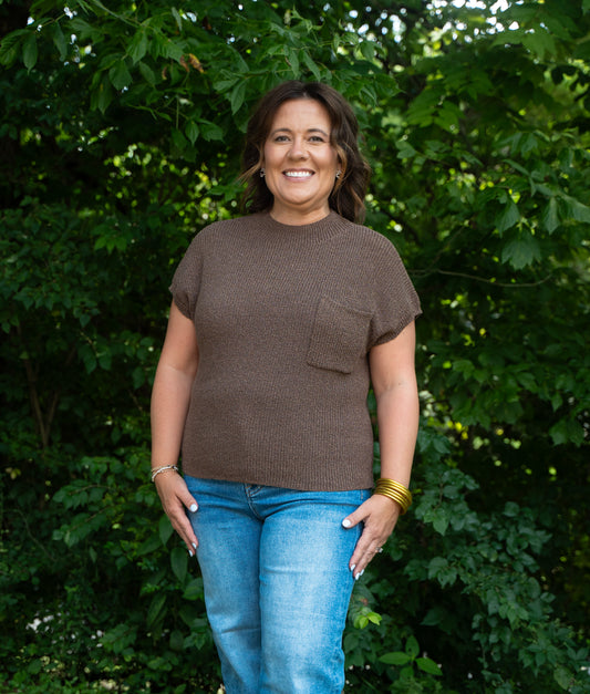 short sleeve sweater top, transition