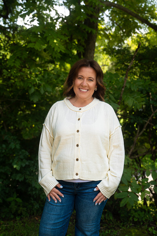 Raw Edge Solid Cardigan Sweater