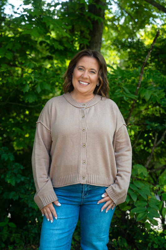 Raw Edge Solid Cardigan Sweater