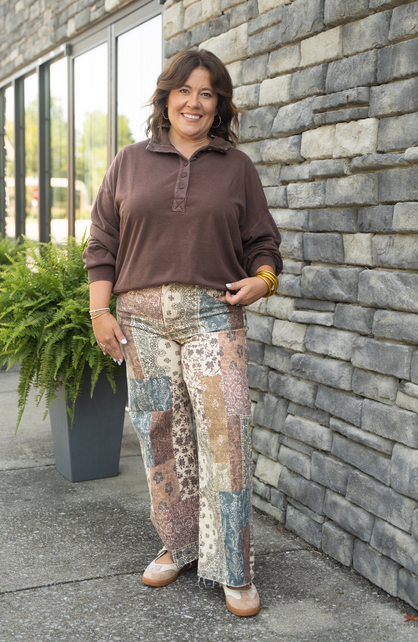 Earth Block Wide Leg Pants