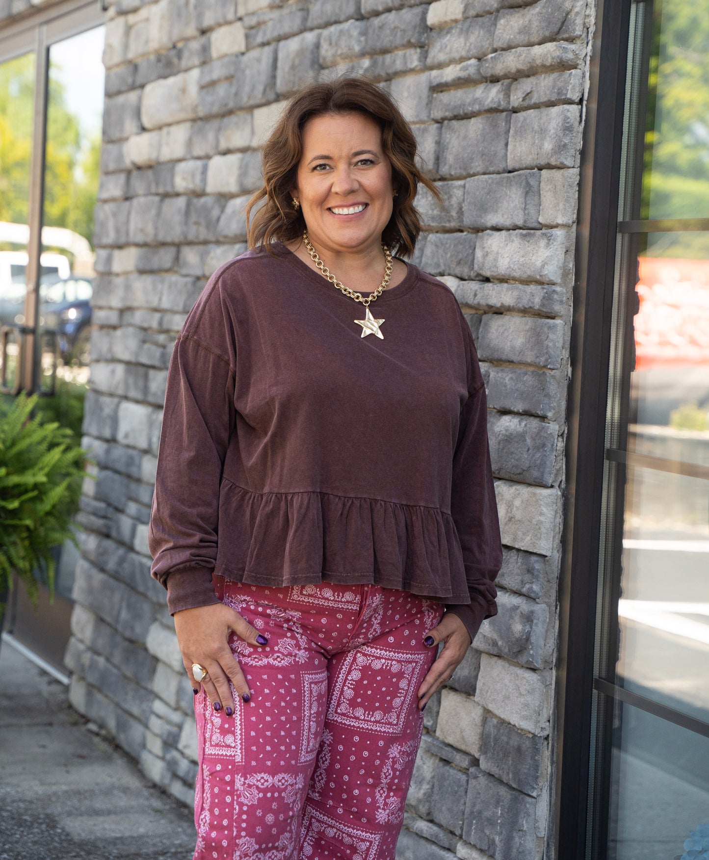 ruffled top, fall, long sleeve