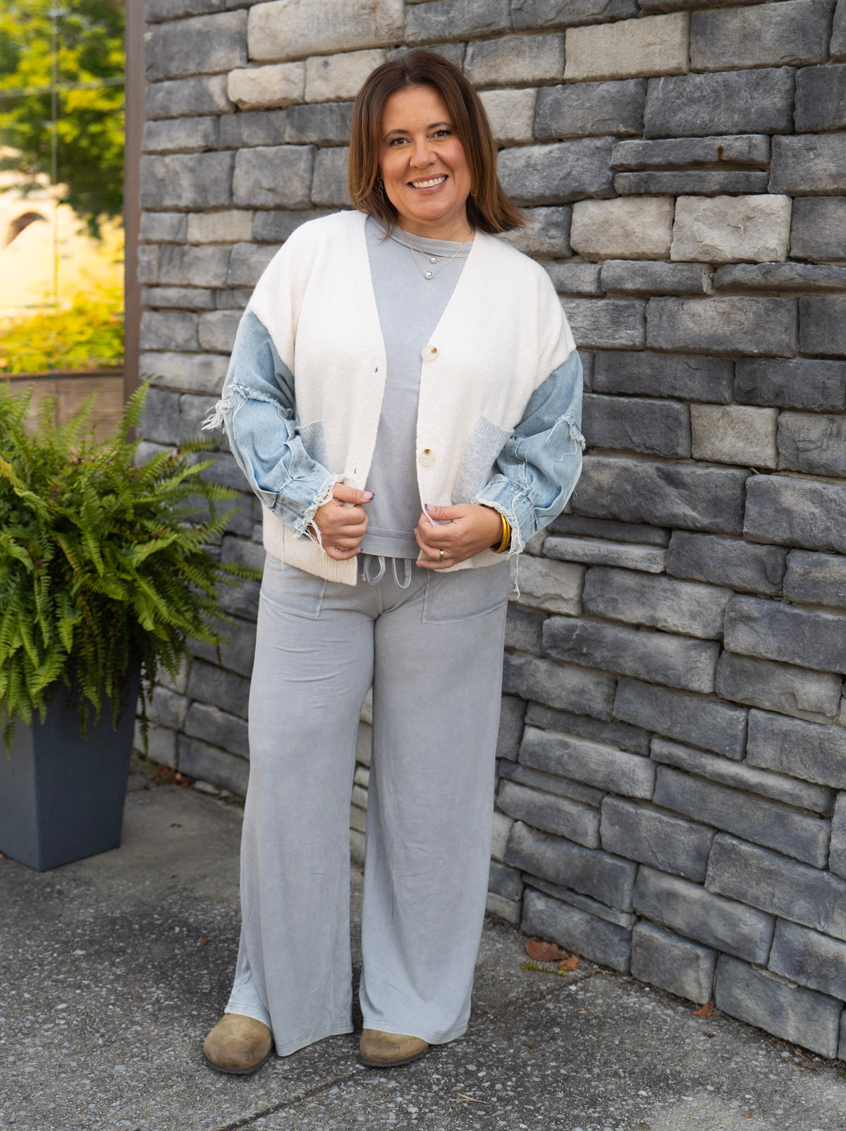 Denim Sleeve Cardigan
