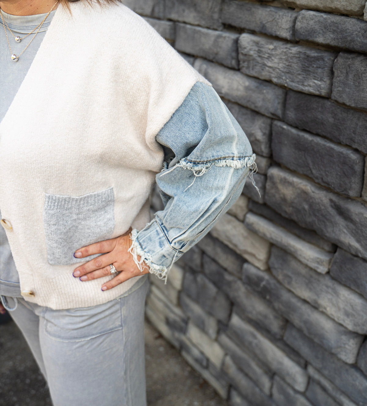 Denim Sleeve Cardigan