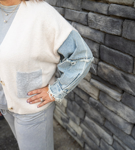 Denim Sleeve Cardigan