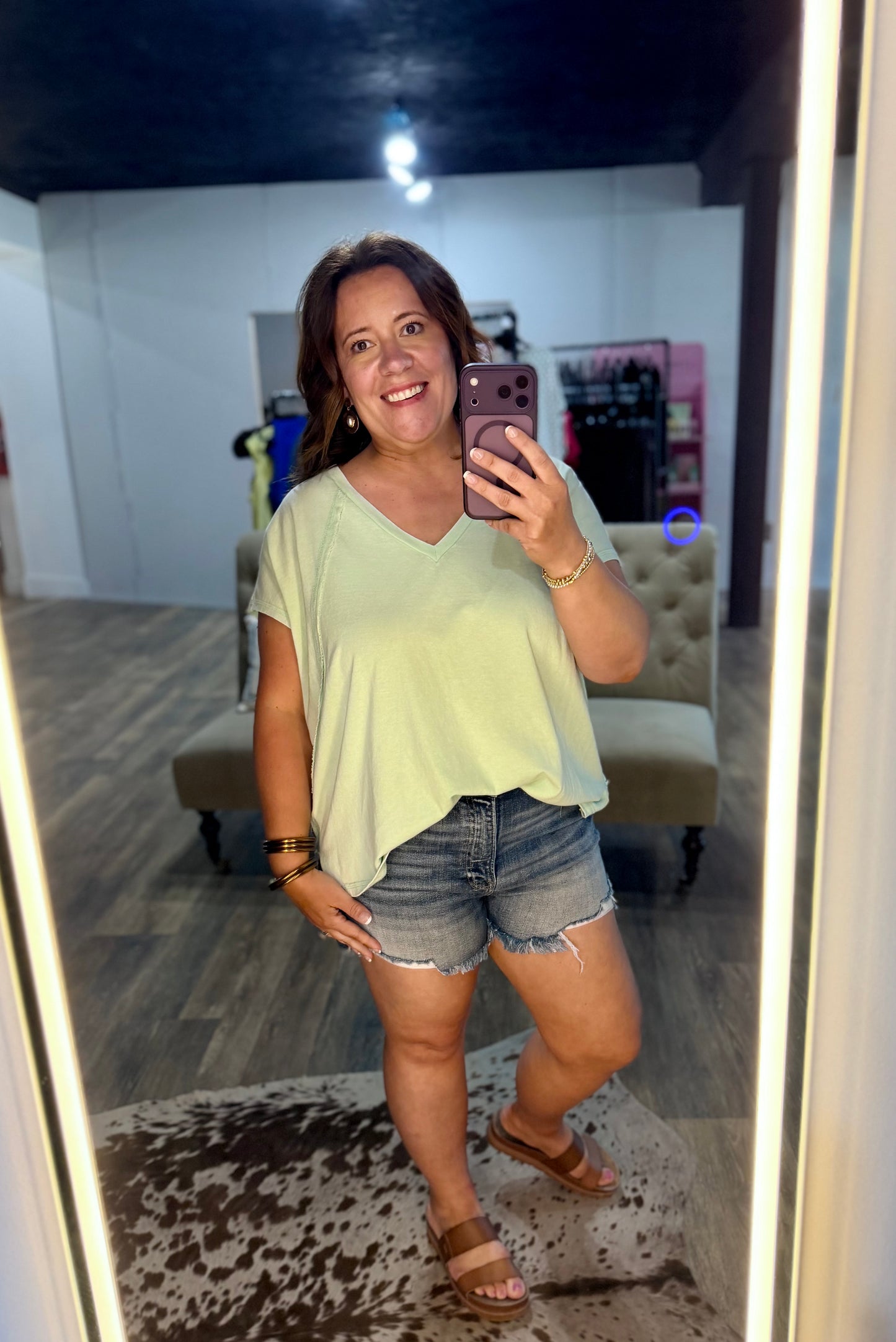 Oversized V-Neck Mineral Washed Top