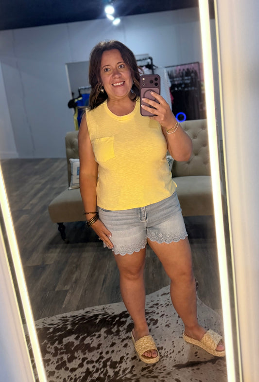 Sleeveless Cotton Top with Pocket