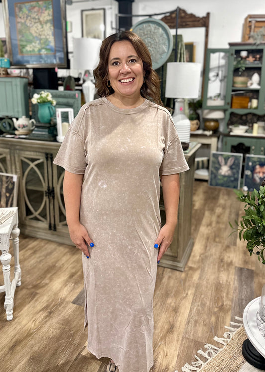 Mineral Wash Midi Dress