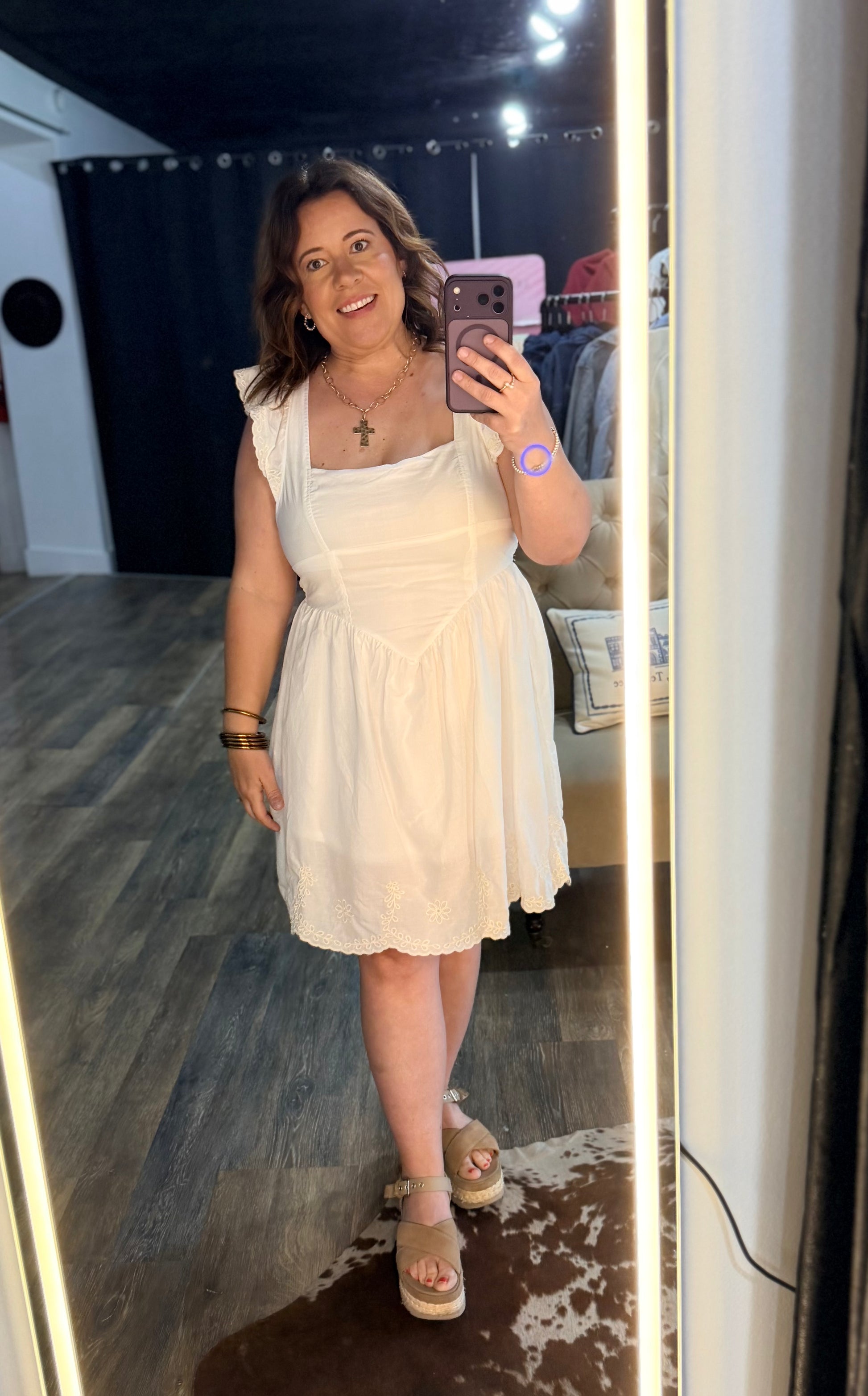 Scalloped Embroidery Corset Mini Dress