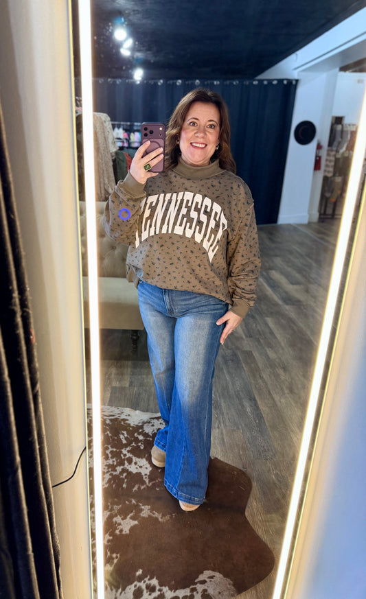 Olive Floral TN Mock Neck