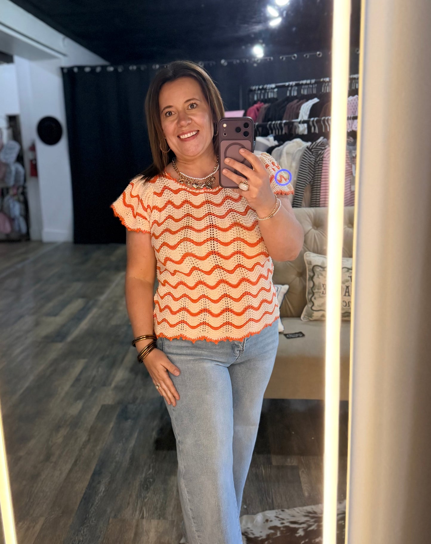 Wavy Flutter Sleeve Sweater Top