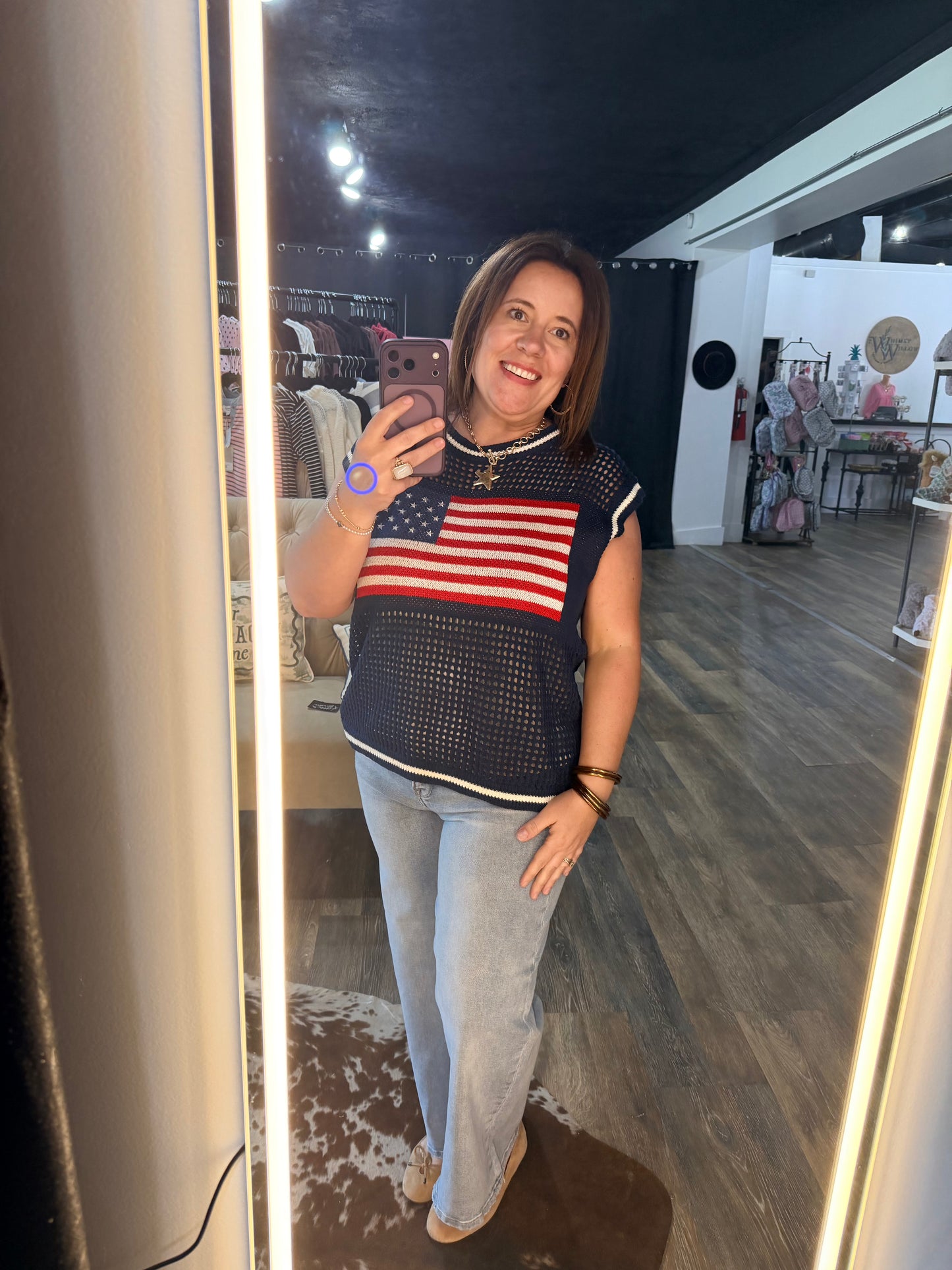 American Flag Crochet Sleeveless Top