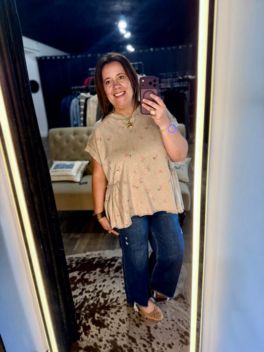 Terry Washed Floral Tunic