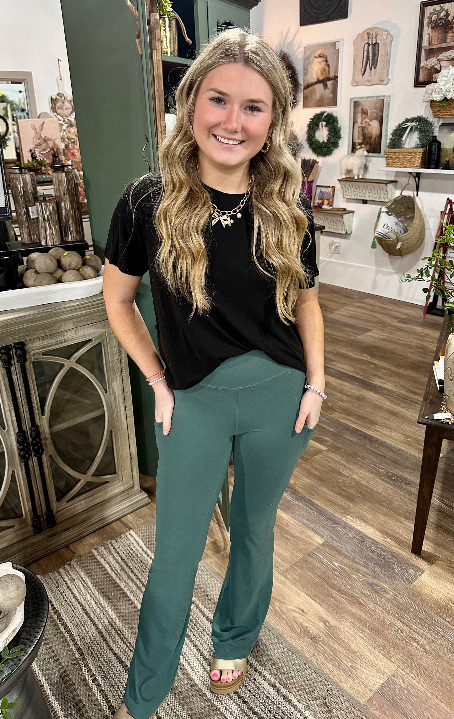 Recycled Butter Flared Leggings with Pockets