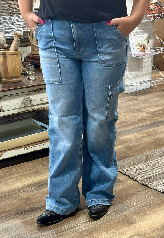 High Rise Cargo Jeans