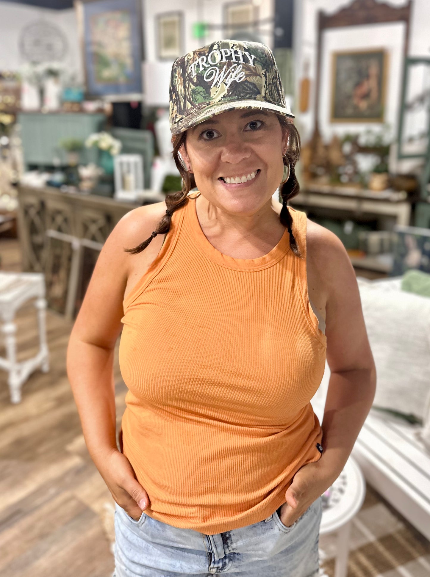 wife camo trucker hat