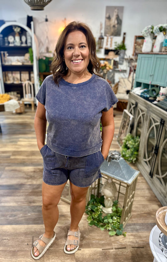 Premium Cotton Washed Sleeveless Top & Shorts Set